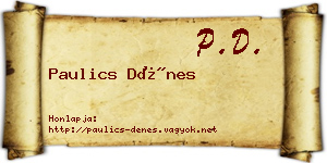 Paulics Dénes névjegykártya